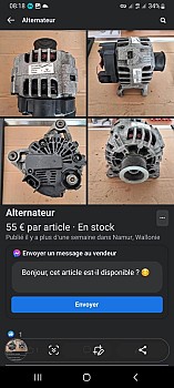 Besoin alternateur Renault Sandero, Dacia Logan ou Duster