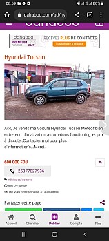 Voiture Hyundai model Tucson Année 2007