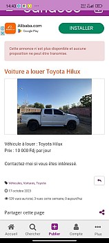 Toyota à louer pour une semaine