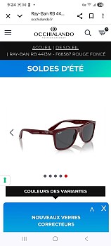 Lunettes de soleil RAY-BAN RB 4414-M F685/87 - Rouge foncé