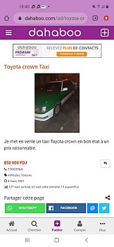 Vente voiture taxi toyota crow