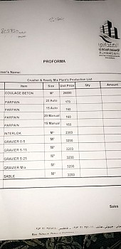 Matériel proforma al hamdani constructions