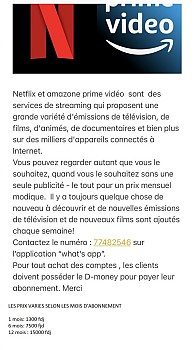 ACHAT DES COMPTES STREAMINGS NETFLIX ET AMAZONE PRIME VIDEOS