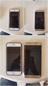 Smartphones iPhone et Samsung Galaxy s6 edge