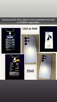 Samsung S24 Ultra 256G, 12G RAM, comme neuf