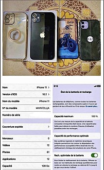 iPhone 11 128Gb état du batterie 100% négociable