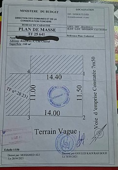 Terrain 160m² à cité sharaf , proche stade, titre foncier et permis de construire inclus