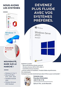 Licences Microsoft Windows et AutoCAD - Produits fiables et performants