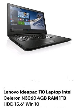 Lenovo Ideapad 110 Laptop Intel N3060 4GB RAM 500GB SSD 15.6"