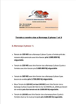 Les terrains disponible à Barwaqo 2 phase 2