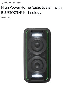 Sony GTK-XB5 ENCEINTE PARTY, 200 Watts