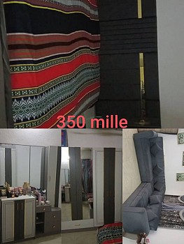 Chambre et salon meublés avec réfrigérateur neuf à vendre