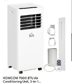 Climatiseur portable HOMCOM 3 en 1, 7000 BTU, 1000 Watts