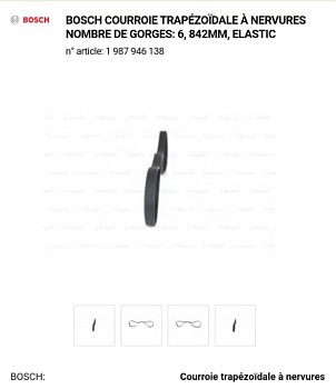 Courroie Accessoire - BOSH - 6Pk842mm