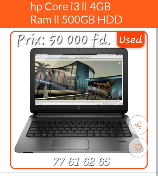 Laptop HP core i3 Ram 4GB HDD 500GB (used)