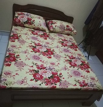 Lit en bois double + matelas et électroménagers à vendre