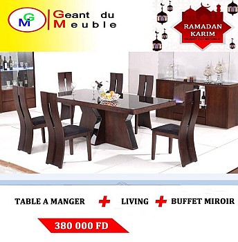 Table à manger + Living + Buffet Miroir