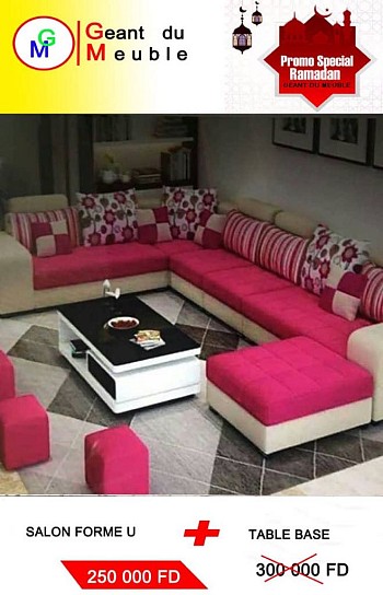 Salon forme U + 1 table basse
