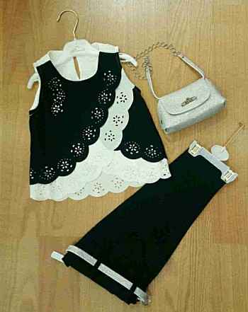 Ensemble fille top en dentelle + pantalon