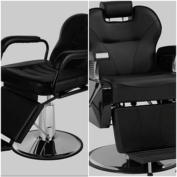 Chaises de Barbier en Cuir Noir - Sièges Inclinables et Système Hydraulique