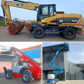 Location d\'engins de chantier : Chariot Télescopique Manitou, Pelle Caterpillar M322D et Nacelle Genie