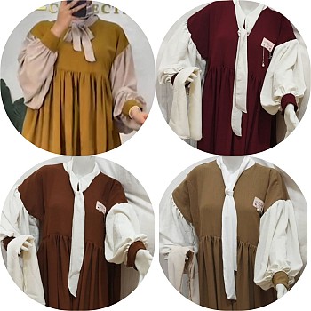 Robe longue bicolore - Modèle tendance