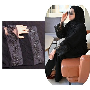 Abaya noire élégante avec dentelle - Tendance et confortable