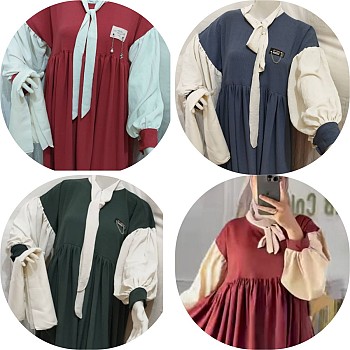 Abaya bicolore manches bouffantes