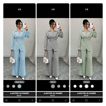 Ensemble Pantalon Rayé Élégant - 3 Couleurs Tendance