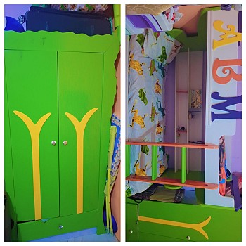 Lit superposé en bois massif pour enfant (3-15 ans) avec armoire