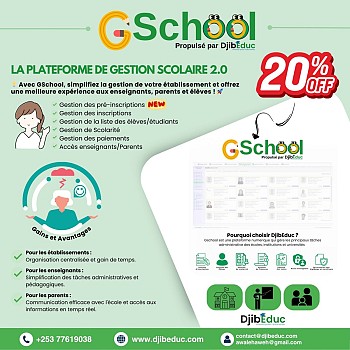 Logiciel GSchool avec module de pré-inscription et promo -20%