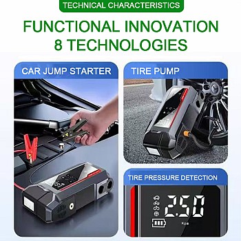 Pompe voiture 12V GLQ-T17B multifonction gonfleur démarreur