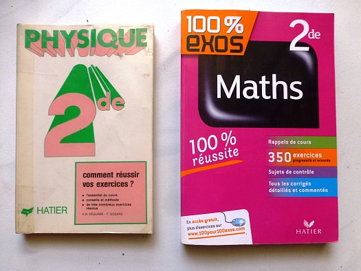 2 livres de seconde ( 1 de maths + 1 de Physique)