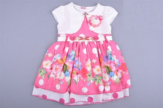 Robe rose à fleurs et pois + boléro