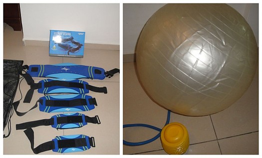ballon de fitness+pompe et poids aquatique aerobic