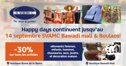 SVAMC Bawadi mall & Boulaos, les Happy days continuent : -30% sur tous les articles