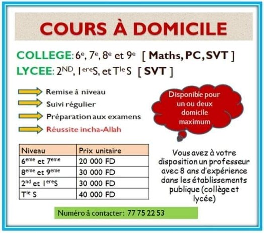 Cours à domicile