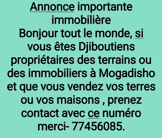Recherche d\'un terrain à vendre à Mogadiscio