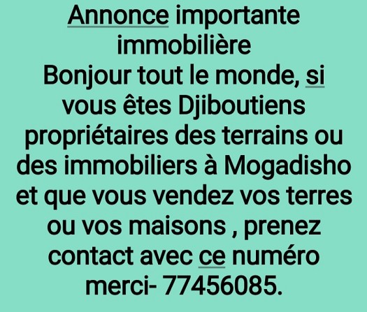 Recherche d'un terrain à vendre à Mogadiscio