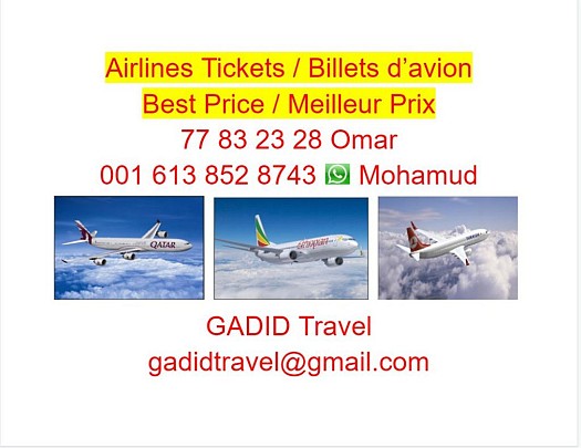 Airlines Tickets - Billet de voyage - Gadid Travel