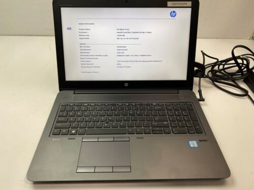 HP Zbook 15 G3, i7-6820HQ, 2,7 GHz, 16 Go, SSD 512 Go, écran 15,6", AC