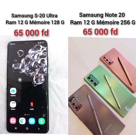 Téléphone Samsung S-20 Ultra et Note 20