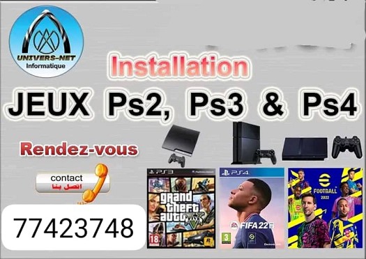 Installation de tout les jeux et tous les programmes Playstation 2, 3 ,4