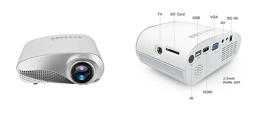 Projecteur LED HD RD-802, 480x320, 60 lumens, HDMI,VGA,USB,AV et audio
