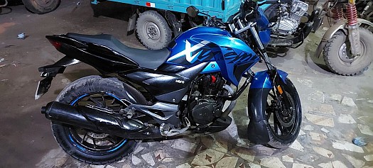 Blue and black Hero 200 motorcycle
