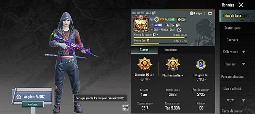 Compte PUBG avec armes améliorables et tenues rares