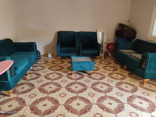 Salon complet élégant en très bon état - Couleur vert turquoise