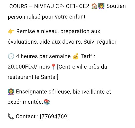 Soutien scolaire personnalisé pour CP, CE1 et CE2