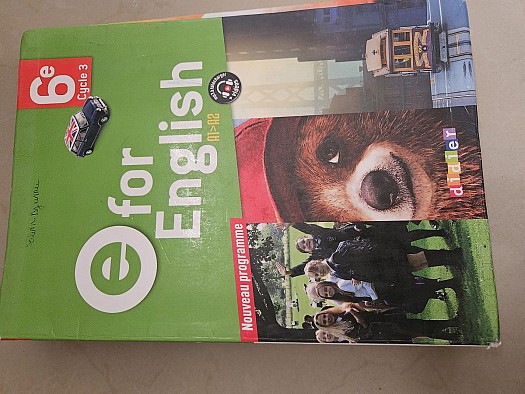 Manuel d\'anglais 6e en excellent état - E for English