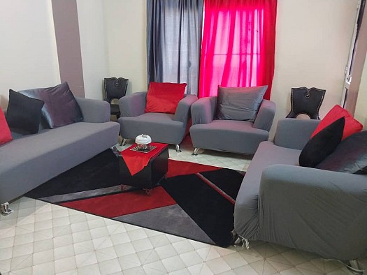 Salon complet 6 places avec tapis et rideaux
